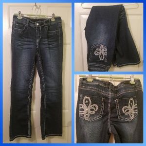 Royalty By YMI Dark Wash Boot Cut Distressed Jeans